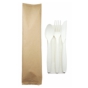Conjunto Garfo + Faca + Colher Biodegradvel e Compostvel em Milho + Guardanapo 500un