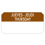 Etiqueta Autocolante Haccp 50x25mm - Jueves Jeudi Thursday 1000un