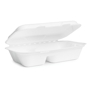 Contentor Rectangular em Bagao Branco 2 cavidades 158x245x63mm Vegware 4x50un