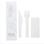 Set Garfo e Faca de Cartolina Branco 158mm com Guardanapo Paper Cutlery 100 un