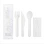 Set Garfo Faca e Colher de Cartolina Branco 158mm com Guardanapo Paper Cutlery 100 un