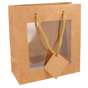 Saco Papel Kraft Boutique com Asa Cordo e janela 180+80x190mm 10un