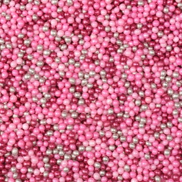 P�rolas de A��car Rosa e Prata Metalizadas Modecor 100g