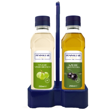 Galheteiro Vinagre de Vinho Branco 6�  e Azeite Virgem Extra 250ml Peninsular Caixa 6