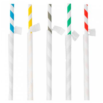 Palhinha Direita em Papel Embrulhada Individualmente - Cores Sortidas Espiral  �6x200mm 6000un