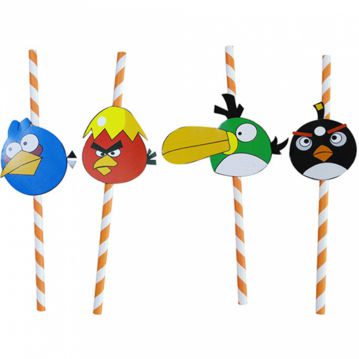 Palhinha Direita em Papel Cores Sortidas Espiral com P�ssaros �6x240mm 100un