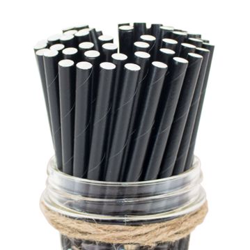 Palhinha Direita em Papel Avulso - Preto 7x150mm 250un