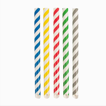 Palhinha Direita em Papel Cores Sortidas Avulso  �12x200mm para Bubble Tea 48x50un