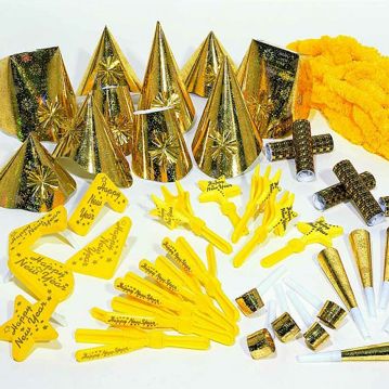 Kit Ano Novo para 10 Pessoas Dourado 1 un
