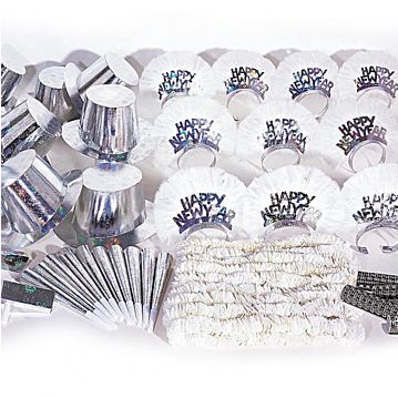 Kit Ano Novo para 50 Pessoas - Savoy Hologr�fico Prata