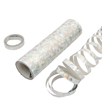 Serpentinas Hologrficas Prateado Rolo de 7mm x 4m Caixa com 12 packs de 2x18un