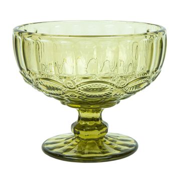 Taa de Vidro Vintage Verde para Sobremesas 380ml 120x105mm 6 un