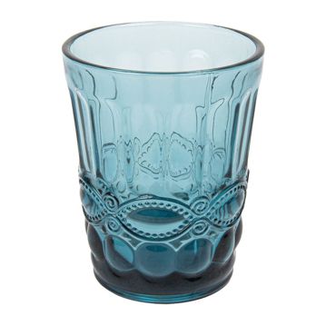 Copo de Vidro Vintage Azul para Bebidas 250ml 80x100mm 6 un