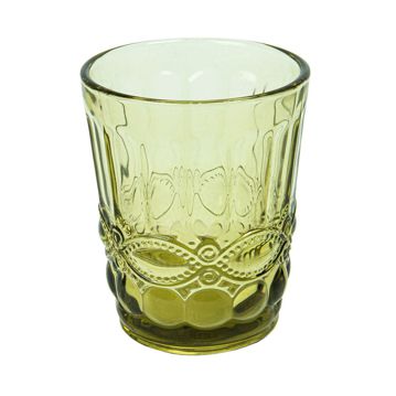Copo de Vidro Vintage Verde para Bebidas 250ml 80x100mm 6 un