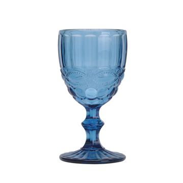 Calice de Vidro Vintage Azul para Bebidas 260ml 80x155mm 6 un