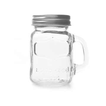 Caneca de Vidro com Tampa de Metal 128ml 75x55x85mm 96 un