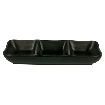 Recipiente 3 Compartimentos Melamina Preto 195x83x25mm 15 un