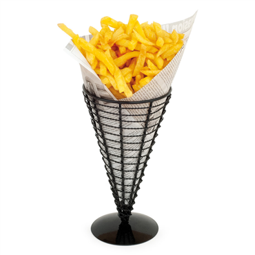 Cesta Cone em Arame de Ao Preto 128x225mm 6 un