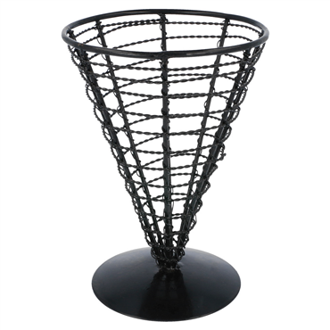 Cesta Cone em Arame de Ao Preto 128x180mm 6 un