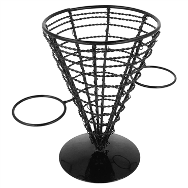 Cesta Cone em Arame de Ao Preto 128x180 mm com 2 Copos de Molhos 6 un