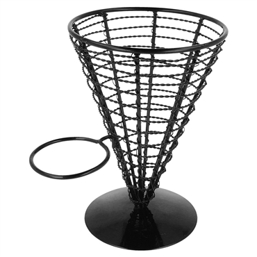 Cesta Cone em Arame de Ao Preto 128x180 com 1 Copo de Molhos mm 6 un