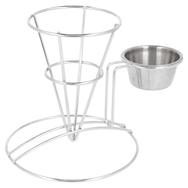 Panier conique en fil d'acier inoxydable avec 1 verre 83x127mm 12 unit�