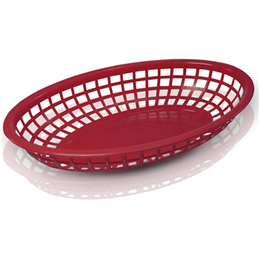 Cesta em Plstico Vermelho Oval 240x150x45mm 12 un