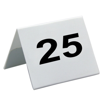 Cavalete em Plstico Branco com Nmeros de Mesa de 26 A 50 50x36mm 25 un
