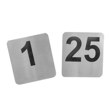 Jogo de Nmeros de Mesa em Inox de 1 A 25 95x88mm 25 un