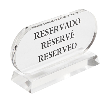 Cavalete de Mesa em Acrilico Reservado (PT ES EN FR) 135x75mm 2 un