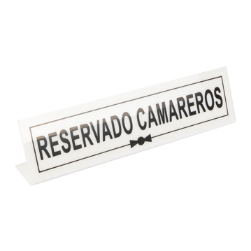 Cavalete de Mesa em Acrilico Branco Reservado Camareros (ES) 260x50+50mm 1 un