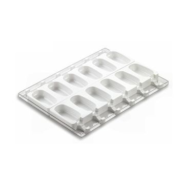 Conjunto de 2 moldes de 6 cavidades (cada) em Silicone Branco e Pauzinhos em Madeira
