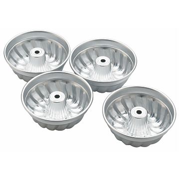 Conjunto de 4 Formas Molde em Aluminio para Pastelaria - Formato Americano com Tubo Interior
