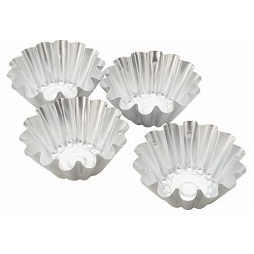 Conjunto de 4 Formas Molde em Aluminio para Pastelaria - Brioche Cnicas Dentadas 120x60mm
