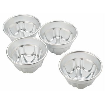 Conjunto de 4 Formas Molde em Aluminio para Pastelaria - Pudim Cnico com Rebordo 95x70mm