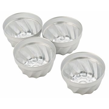 Conjunto de 4 Formas Molde em Aluminio para Pastelaria - Pudim Cnico Sem Rebordo 70x40mm