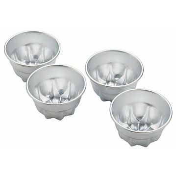 Conjunto de 4 Formas Molde em Aluminio para Pastelaria - Pudim com Rebordo 95x70mm