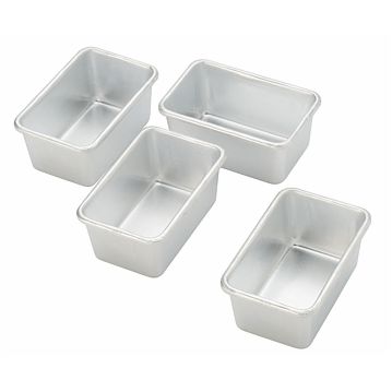 Conjunto de 4 Formas Molde em Aluminio para Pastelaria - Rectangular Plumcake 90x60x40mm