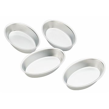 Conjunto de 4 Formas Molde em Aluminio para Pastelaria - Ovais com Rebordo 100x70x20mm