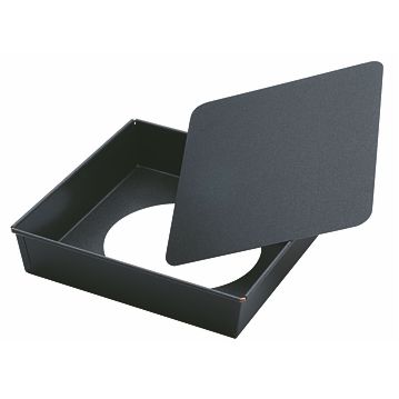Forma Molde em Aluminio Anti-aderente para Pastelaria - Tarte Quadrada com Fundo Mvel 220x220x50mm