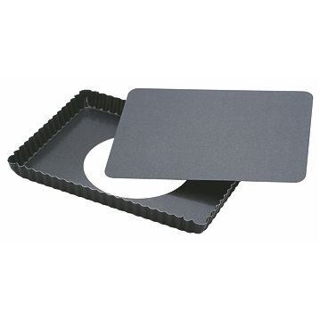 Forma Molde em Aluminio Anti-aderente para Pastelaria - Rectangular Dentada 250x290x25mm