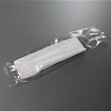 Conjunto de Garfo + Faca de Plstico Branco Econmico + Guardanapo 600un