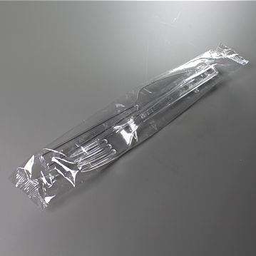 Conjunto de Garfo + Faca de Plstico Transparente PLUS 180mm 700un