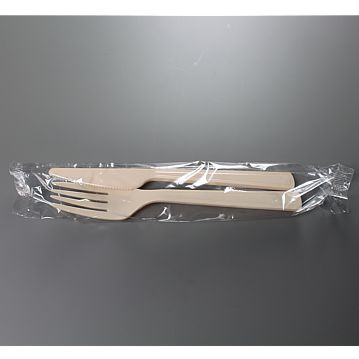 Conjunto de Garfo + Faca de Plstico Creme PLUS 180mm 700un