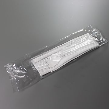 Conjunto de Garfo + Faca de Plstico Transparente PLUS + Guardanapo 500un