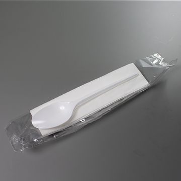 Conjunto de Colher Sopa de Plstico Branco Econmico + Guardanapo 600un