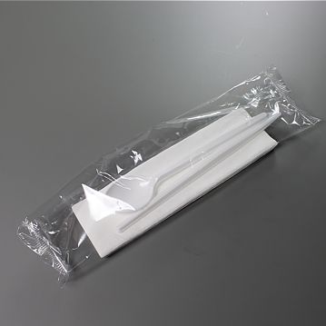 Conjunto de Faca + Colher 150 de Plstico Branco Econmico + Guardanapo 600un