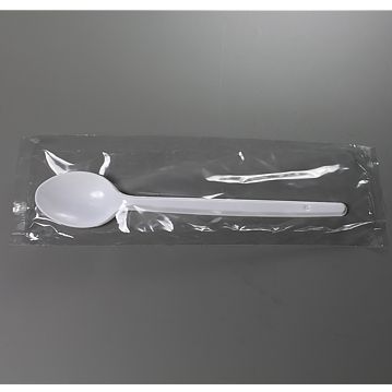 Colher de Plstico Branco de Sobremesa Econmico 150mm Embrulhada Individualmente 1800un