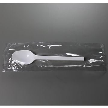 Colher de Plstico Branco de Sobremesa Econmico 125mm Embrulhada Individualmente 2000un