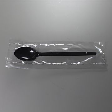 Colher de Plstico Preto de Sobremesa Econmico 150mm Embrulhada Individualmente 1800un